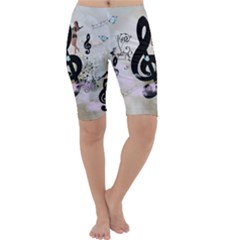 Dancing On A Clef Cropped Leggings  by FantasyWorld7