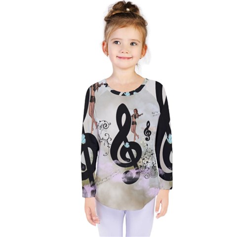 Dancing On A Clef Kids  Long Sleeve Tee by FantasyWorld7