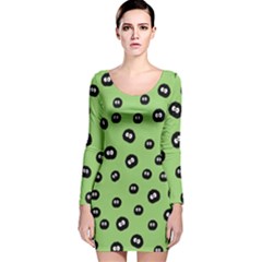 Totoro - Soot Sprites Pattern Long Sleeve Velvet Bodycon Dress by Valentinaart