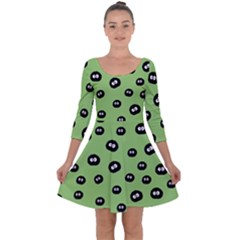 Totoro - Soot Sprites Pattern Quarter Sleeve Skater Dress