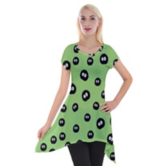 Totoro - Soot Sprites Pattern Short Sleeve Side Drop Tunic by Valentinaart