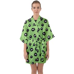 Totoro - Soot Sprites Pattern Quarter Sleeve Kimono Robe by Valentinaart