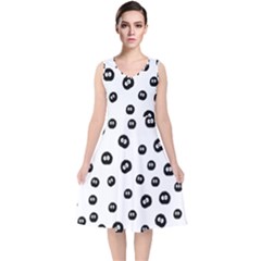 Totoro - Soot Sprites Pattern V-neck Midi Sleeveless Dress  by Valentinaart