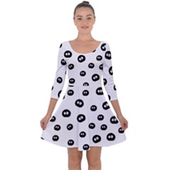 Totoro - Soot Sprites Pattern Quarter Sleeve Skater Dress by Valentinaart