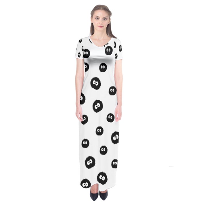 Totoro - Soot Sprites Pattern Short Sleeve Maxi Dress