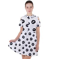 Totoro - Soot Sprites Pattern Short Sleeve Shoulder Cut Out Dress  by Valentinaart