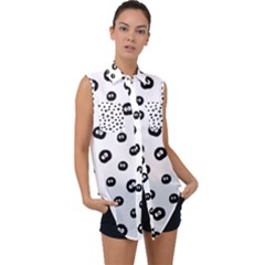 Totoro - Soot Sprites Pattern Sleeveless Chiffon Button Shirt