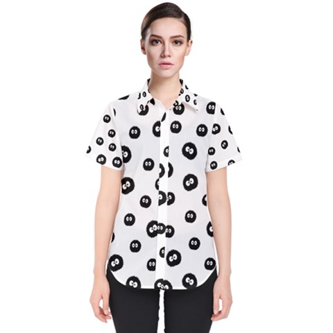 Totoro - Soot Sprites Pattern Women s Short Sleeve Shirt by Valentinaart