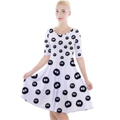 Totoro - Soot Sprites Pattern Quarter Sleeve A-line Dress