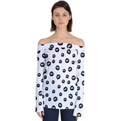 Totoro - Soot Sprites Pattern Off Shoulder Long Sleeve Top