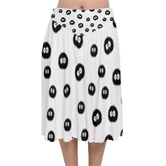 Totoro - Soot Sprites Pattern Velvet Flared Midi Skirt