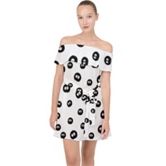 Totoro - Soot Sprites Pattern Off Shoulder Chiffon Dress