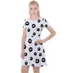 Totoro - Soot Sprites Pattern Cap Sleeve Velour Dress 