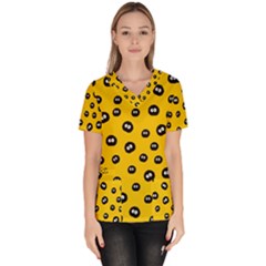 Totoro - Soot Sprites Pattern Women s V-neck Scrub Top by Valentinaart