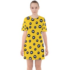 Totoro - Soot Sprites Pattern Sixties Short Sleeve Mini Dress by Valentinaart