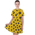 Totoro - Soot Sprites Pattern Short Sleeve Shoulder Cut Out Dress  View1