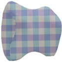 Gingham Duo Aqua On Lavender Velour Head Support Cushion View3