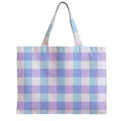 Gingham Duo Aqua On Lavender Zipper Mini Tote Bag by retrotoomoderndesigns