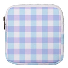 Gingham Duo Aqua On Lavender Mini Square Pouch