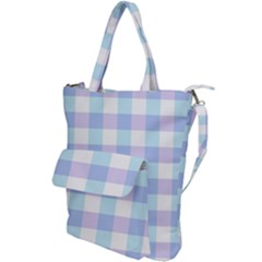 Gingham Duo Aqua On Lavender Shoulder Tote Bag by retrotoomoderndesigns