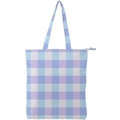 Gingham Duo Aqua On Lavender Double Zip Up Tote Bag