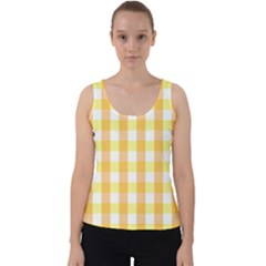 Gingham Duo Orange On Yellow Velvet Tank Top