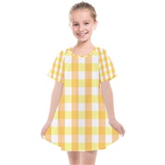 Gingham Duo Orange On Yellow Kids  Smock Dress