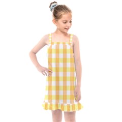 Gingham Duo Orange On Yellow Kids  Overall Dress