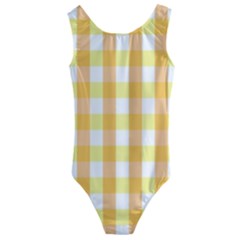 Gingham Duo Orange On Yellow Kids  Cut-out Back One Piece Swimsuit