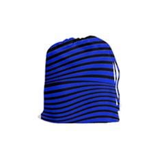 Black And Blue Linear Abstract Print Drawstring Pouch (medium) by dflcprintsclothing