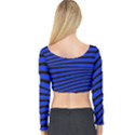 Black And Blue Linear Abstract Print Long Sleeve Crop Top View2