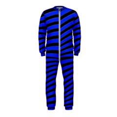 Black And Blue Linear Abstract Print Onepiece Jumpsuit (kids) by dflcprintsclothing