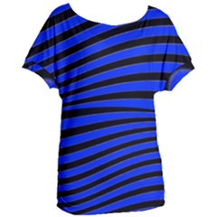 Black And Blue Linear Abstract Print Women s Oversized Tee by dflcprintsclothing