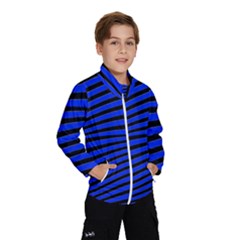 Black And Blue Linear Abstract Print Windbreaker (kids)