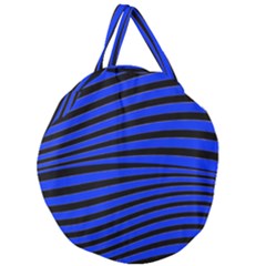 Black And Blue Linear Abstract Print Giant Round Zipper Tote