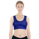 Black And Blue Linear Abstract Print Sports Bra With Pocket View1