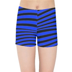 Black And Blue Linear Abstract Print Kids  Sports Shorts by dflcprintsclothing