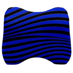 Black And Blue Linear Abstract Print Velour Head Support Cushion