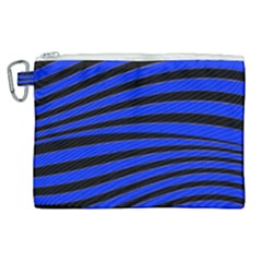 Black And Blue Linear Abstract Print Canvas Cosmetic Bag (xl)