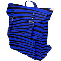 Black And Blue Linear Abstract Print Buckle Up Backpack