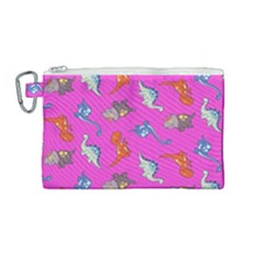 Dinosaurs - Fuchsia Canvas Cosmetic Bag (medium) by WensdaiAmbrose