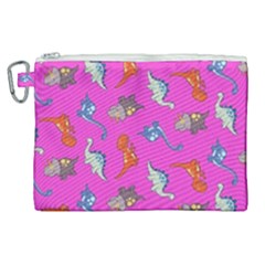 Dinosaurs - Fuchsia Canvas Cosmetic Bag (xl) by WensdaiAmbrose