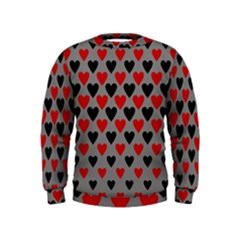 Red & Black Hearts - Grey Kids  Sweatshirt by WensdaiAmbrose