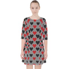 Red & Black Hearts - Grey Pocket Dress by WensdaiAmbrose