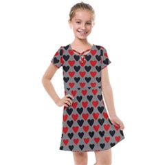 Red & Black Hearts - Grey Kids  Cross Web Dress by WensdaiAmbrose