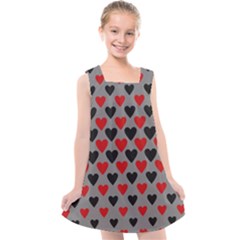 Red & Black Hearts - Grey Kids  Cross Back Dress by WensdaiAmbrose