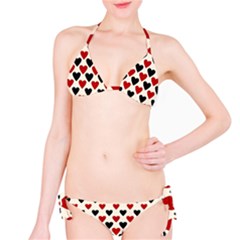 Red & Black Hearts - Eggshell Classic Bikini Set by WensdaiAmbrose