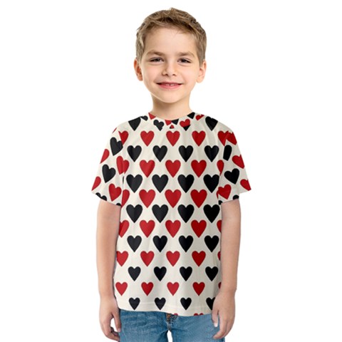 Red & Black Hearts - Eggshell Kids  Sport Mesh Tee by WensdaiAmbrose