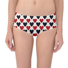 Red & Black Hearts - Eggshell Mid-waist Bikini Bottoms by WensdaiAmbrose