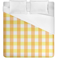 Gingham Duo Orange On Yellow Duvet Cover (king Size) by retrotoomoderndesigns